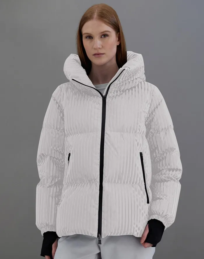 Herno LAMINAR ASHAPE JACKET IN TECH CORDUROY EFFECT Ice Women Laminar Down Jackets