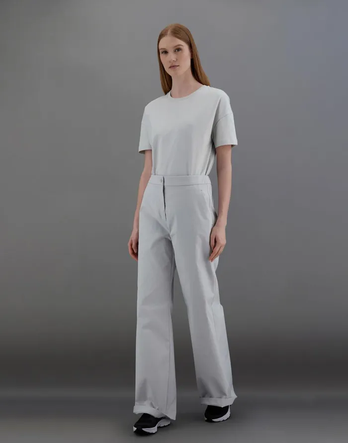 Herno LAMINAR TROUSERS IN SOFT TWILL Ice Women Trousers