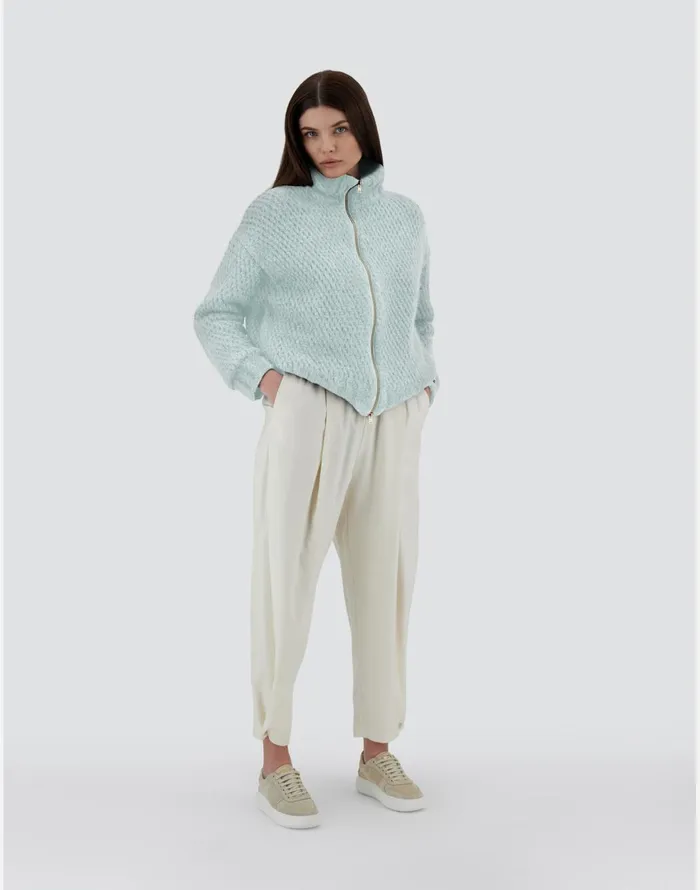 Herno RESORT CARDIGAN IN AZTECA Aquamarine Women Knitwear