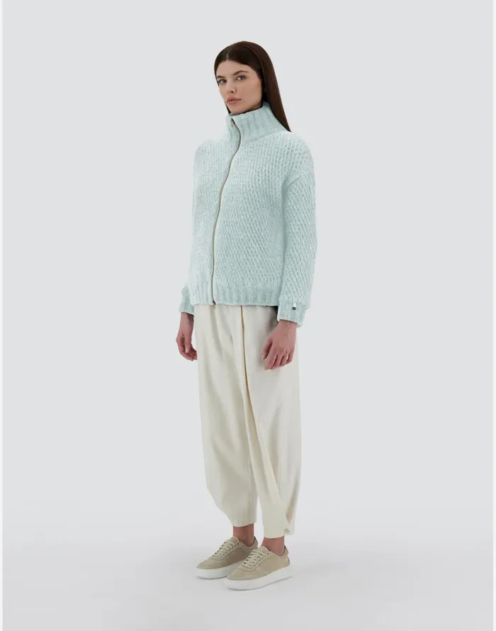 Herno RESORT CARDIGAN IN AZTECA Aquamarine Women Knitwear