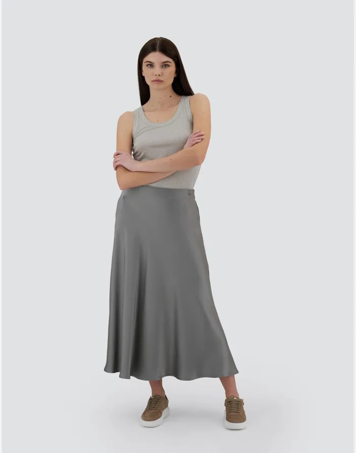 Herno RESORT SKIRT IN SATIN EFFECT Light Grey Women Skirts and Dresses