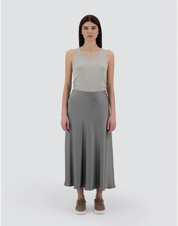 Herno RESORT SKIRT IN SATIN EFFECT Light Grey Women Skirts and Dresses