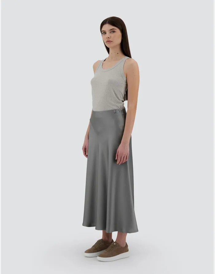 Herno RESORT SKIRT IN SATIN EFFECT Light Grey Women Skirts and Dresses