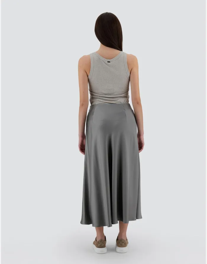 Herno RESORT SKIRT IN SATIN EFFECT Light Grey Women Skirts and Dresses