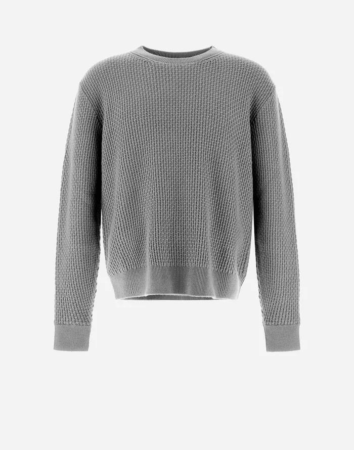 Herno RESORT SWEATER IN ENDLESS OPERATED WOOL Light Grey Men Knitwear