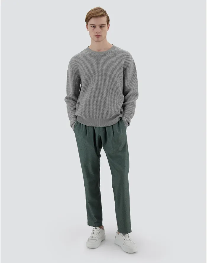 Herno RESORT SWEATER IN ENDLESS OPERATED WOOL Light Grey Men Knitwear