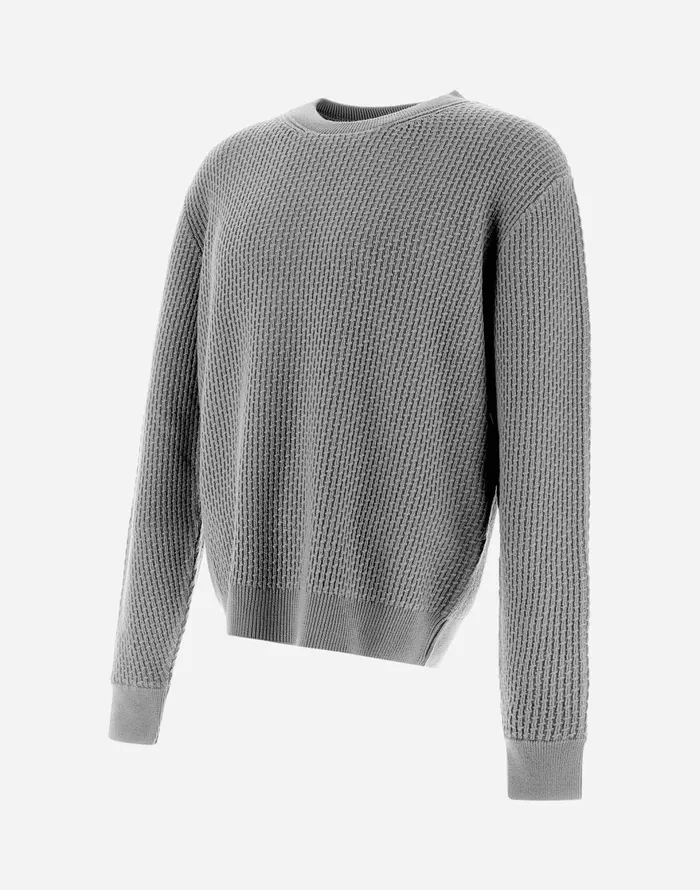 Herno RESORT SWEATER IN ENDLESS OPERATED WOOL Light Grey Men Knitwear