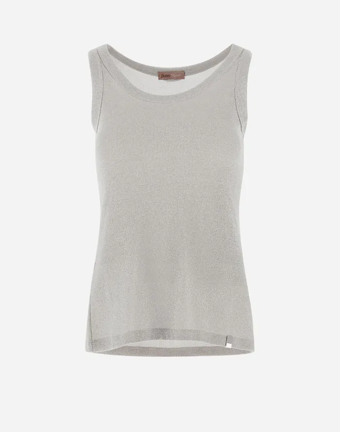 Herno RESORT TOP IN LUREX SUMMER RIBS Light Grey Women Tshirts and Tops