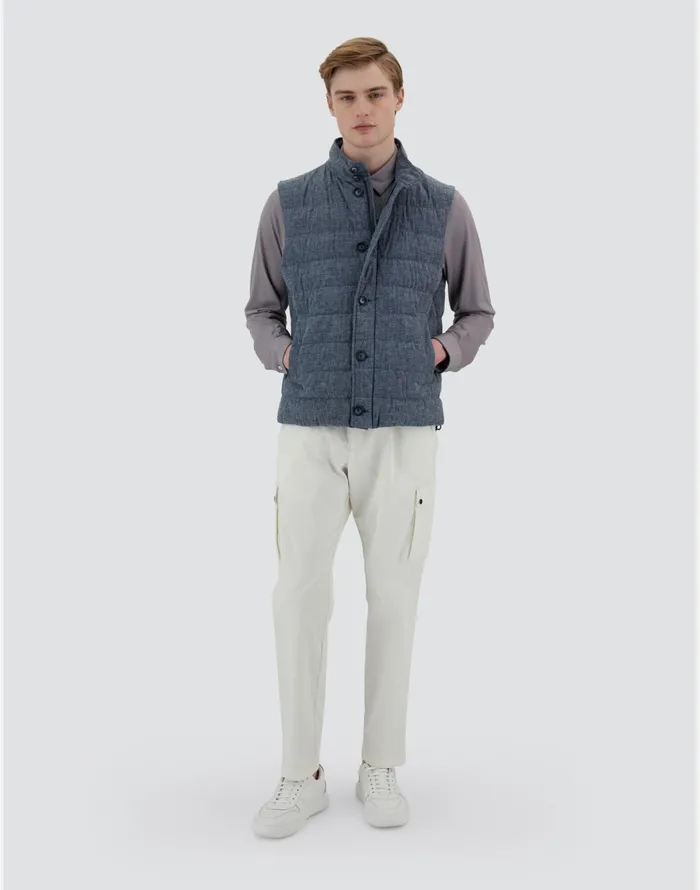 Herno RESORT WAISTCOAT IN COTTONEFFECT DENIM Navy Blue Men Vests