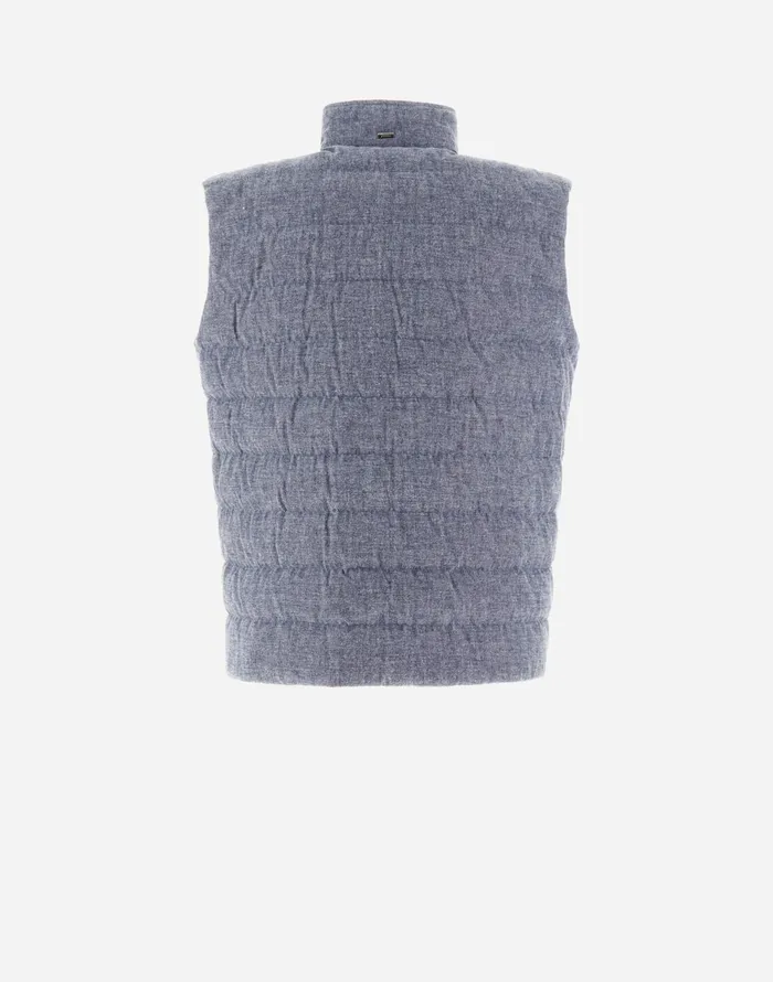Herno RESORT WAISTCOAT IN COTTONEFFECT DENIM Navy Blue Men Vests