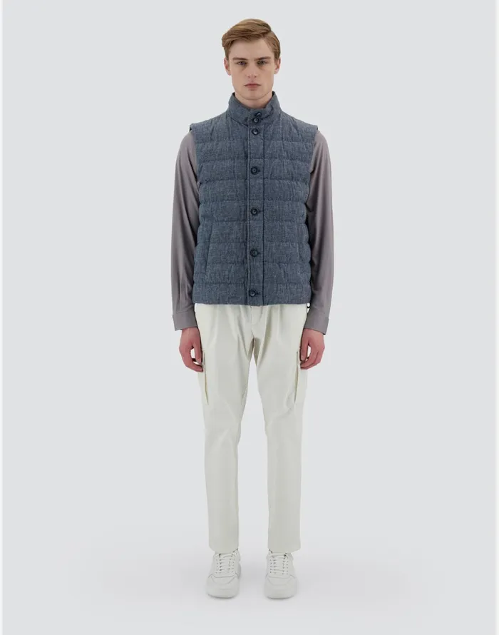 Herno RESORT WAISTCOAT IN COTTONEFFECT DENIM Navy Blue Men Vests