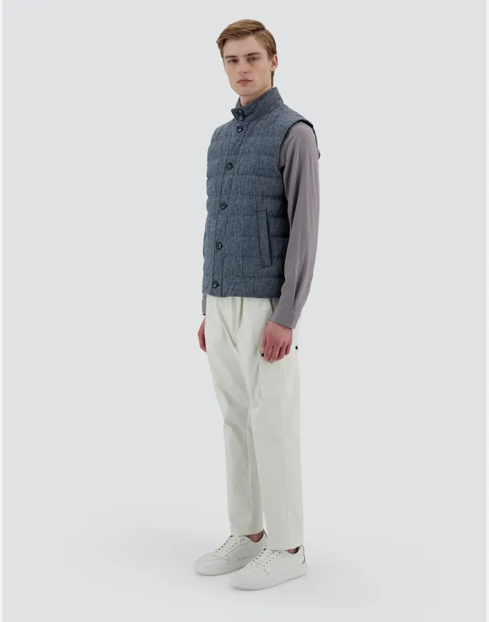 Herno RESORT WAISTCOAT IN COTTONEFFECT DENIM Navy Blue Men Vests