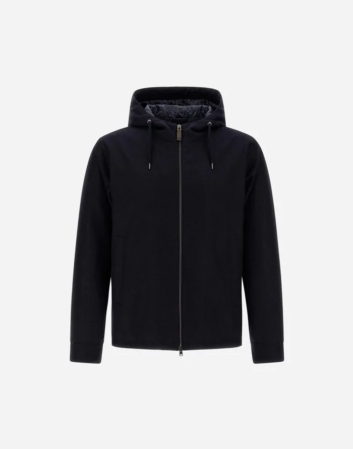 Herno SILK CASHMERE JACKET Navy Blue Men Parka and Jackets