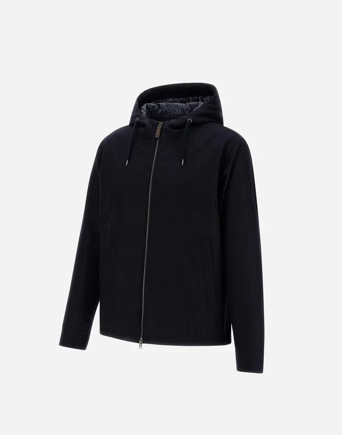 Herno SILK CASHMERE JACKET Navy Blue Men Parka and Jackets