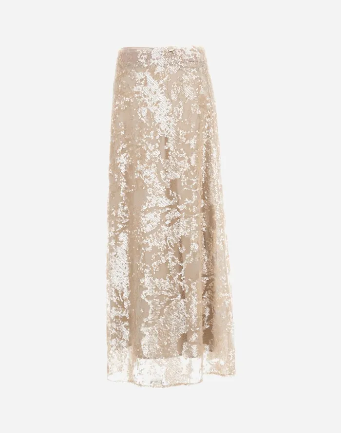 Herno SKIRT IN SHIMMERING LACE LAYER Chantilly Women Skirts and Dresses