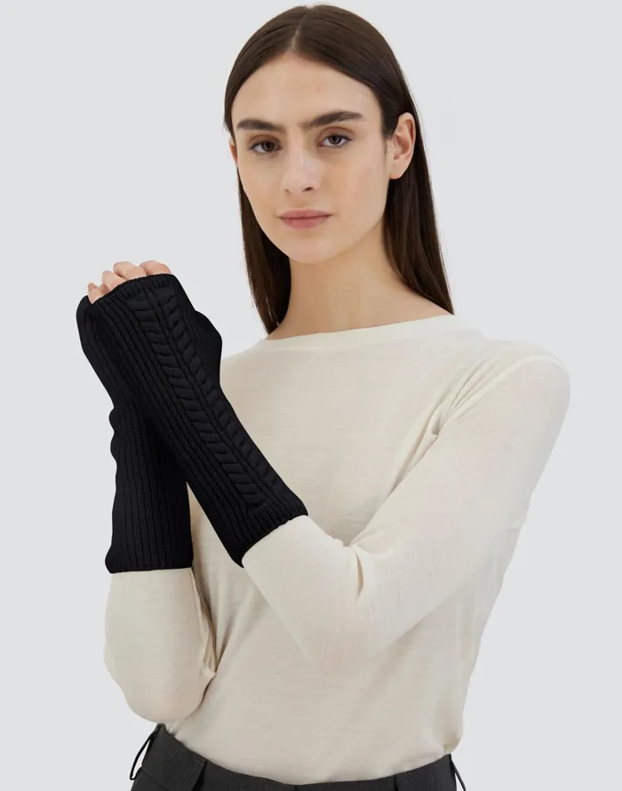 Herno SLEEVES IN COMFY INFINITY Black Women Sleeves and Gloves