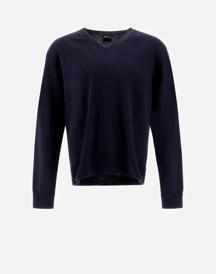 Herno SWEATER IN ENDLESS WOOL Dark Blue Men Knitwear