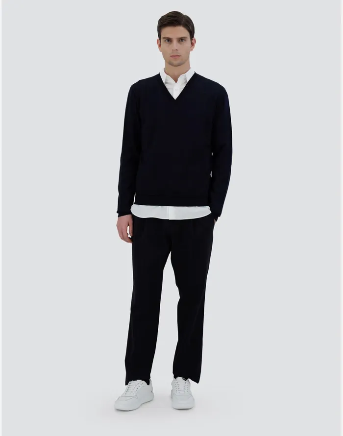 Herno SWEATER IN ENDLESS WOOL Dark Blue Men Knitwear
