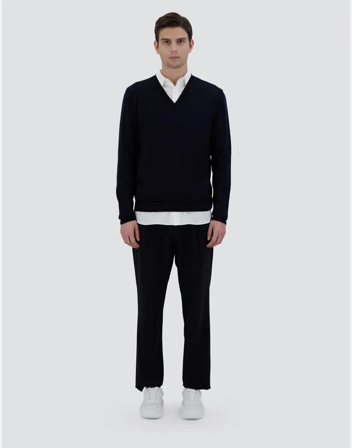 Herno SWEATER IN ENDLESS WOOL Dark Blue Men Knitwear