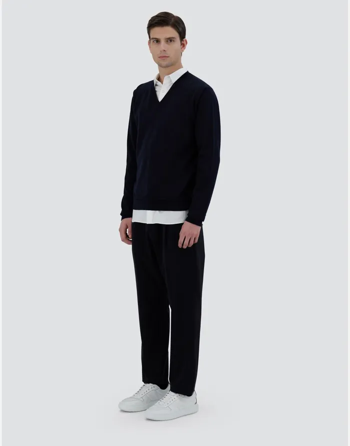 Herno SWEATER IN ENDLESS WOOL Dark Blue Men Knitwear