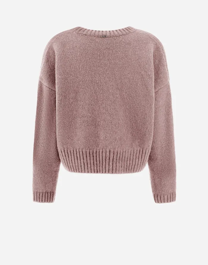 Herno SWEATER IN PLAINALPACA WOOL Pink Women Sweaters and Cardigan