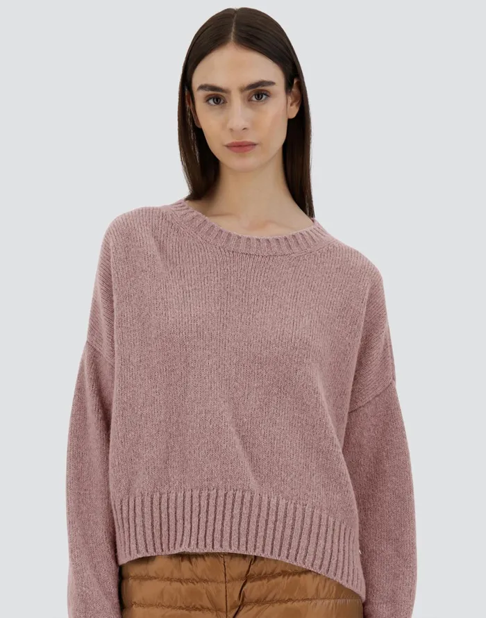 Herno SWEATER IN PLAINALPACA WOOL Pink Women Sweaters and Cardigan