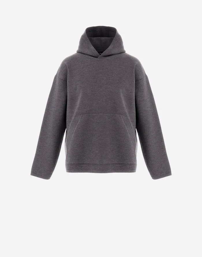 Herno SWEATSHIRT IN ENDLESS TUBULAR WOOL Grey Men Knitwear