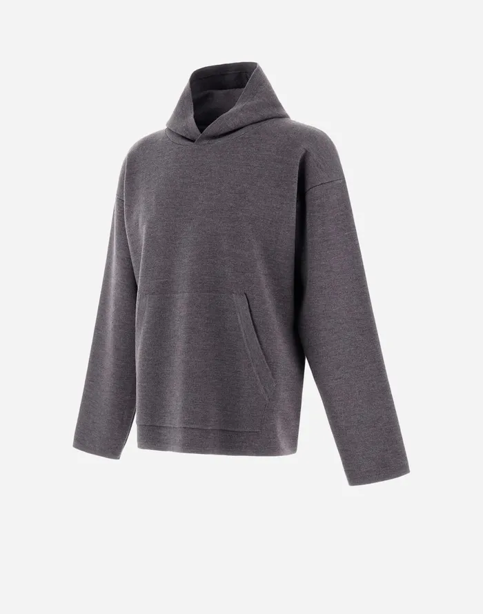 Herno SWEATSHIRT IN ENDLESS TUBULAR WOOL Grey Men Knitwear