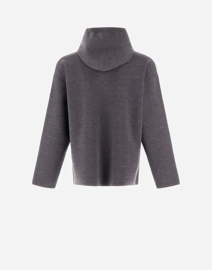Herno SWEATSHIRT IN ENDLESS TUBULAR WOOL Grey Men Knitwear