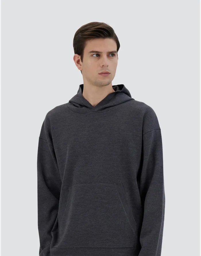 Herno SWEATSHIRT IN ENDLESS TUBULAR WOOL Grey Men Knitwear