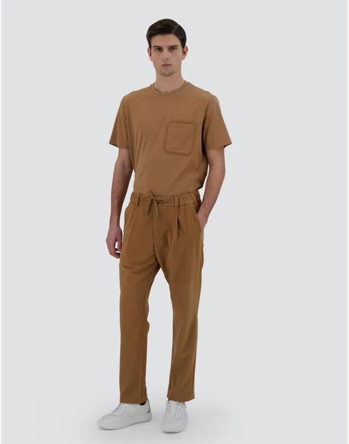 Herno TROUSERS IN LINEN VELVET Camel Men Trousers