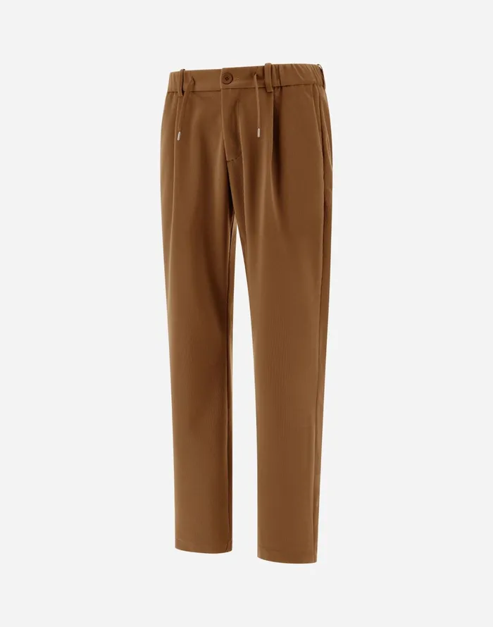 Herno TROUSERS IN LINEN VELVET Camel Men Trousers