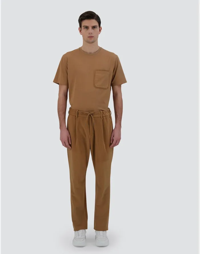 Herno TROUSERS IN LINEN VELVET Camel Men Trousers
