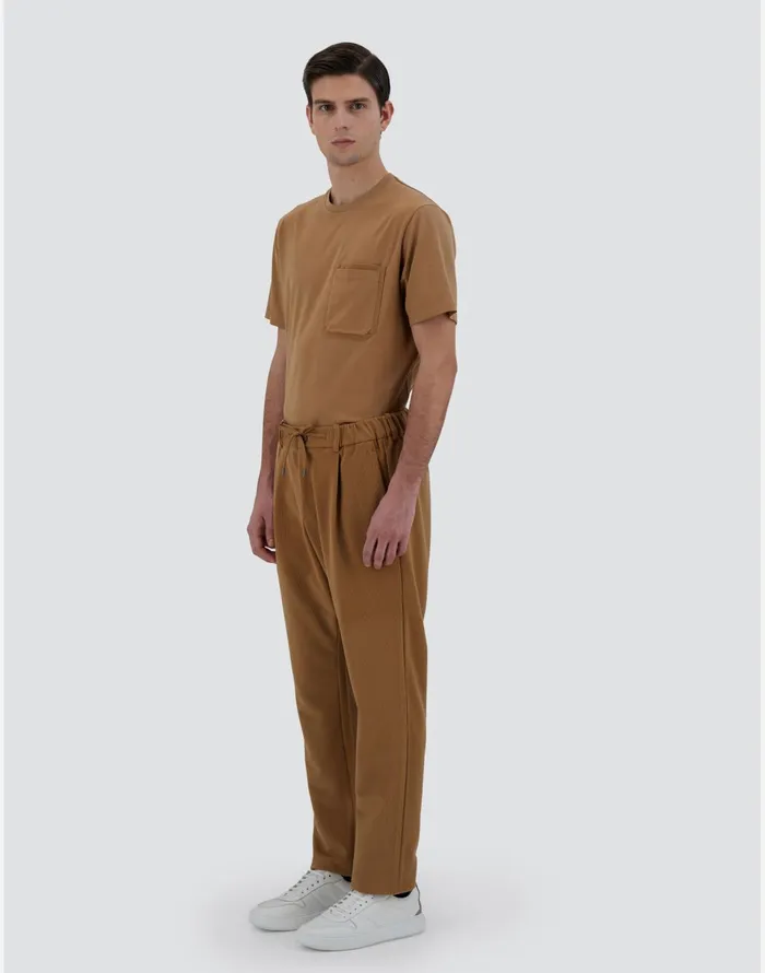 Herno TROUSERS IN LINEN VELVET Camel Men Trousers