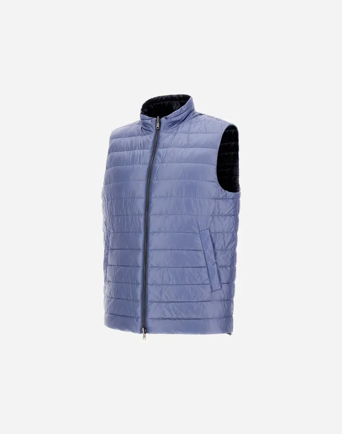 Herno TWOTONE REVERSIBLE NYLON ULTRALIGHT VEST Light Blue Men Vests