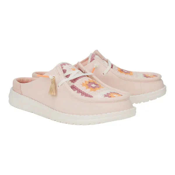 heydude Wendy Slip Cottage Crochet Pale PinkMulti Apparel Mules