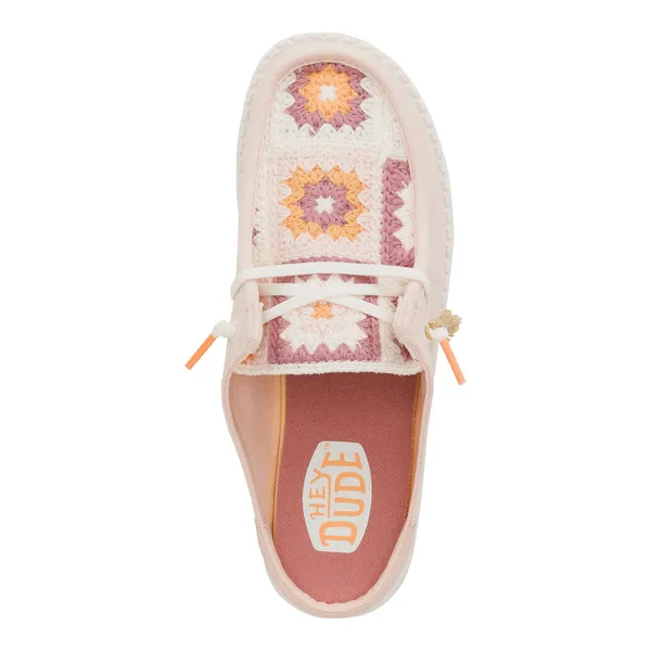 heydude Wendy Slip Cottage Crochet Pale PinkMulti Apparel Mules