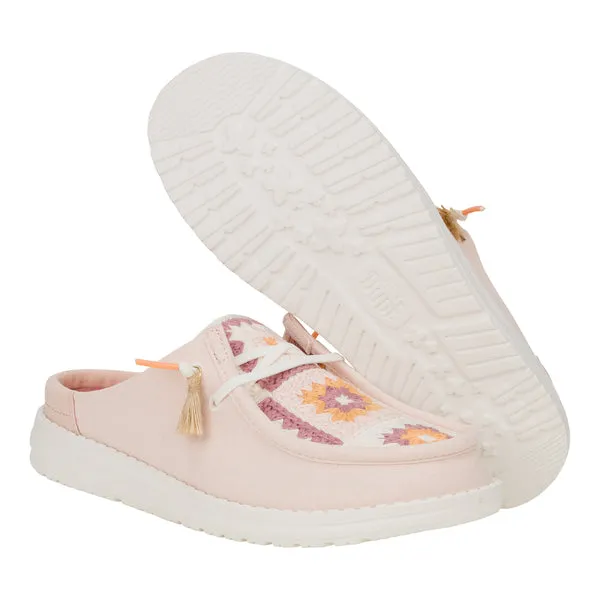 heydude Wendy Slip Cottage Crochet Pale PinkMulti Apparel Mules