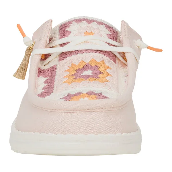 heydude Wendy Slip Cottage Crochet Pale PinkMulti Apparel Mules