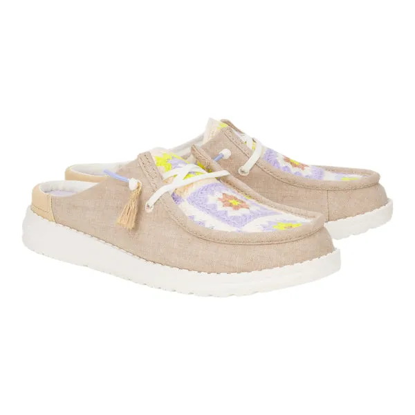 heydude Wendy Slip Cottage Crochet Wood AshMulti Apparel Mules