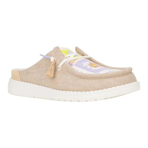 heydude Wendy Slip Cottage Crochet Wood AshMulti Apparel Mules