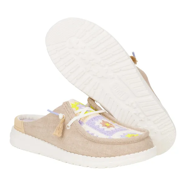 heydude Wendy Slip Cottage Crochet Wood AshMulti Apparel Mules