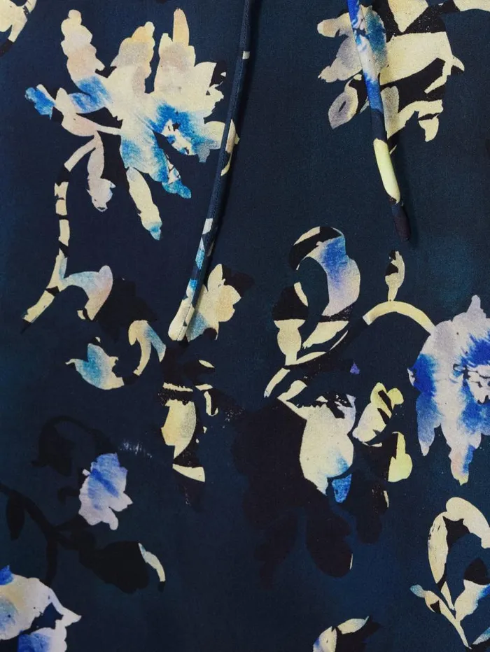 Hidden Floral Satin Dress Navy Women Jigsaw Party