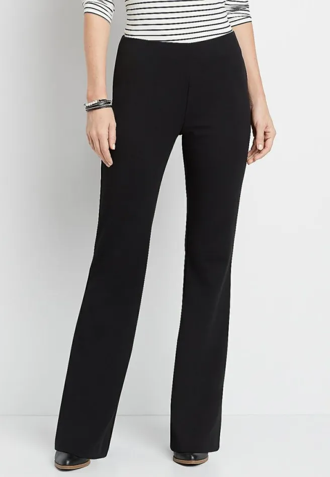 High Rise Black Stretch Crepe Flare Pant Women Maurices Bottoms
