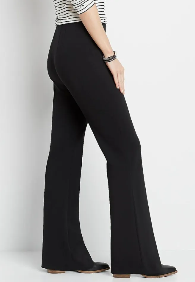 High Rise Black Stretch Crepe Flare Pant Women Maurices Bottoms