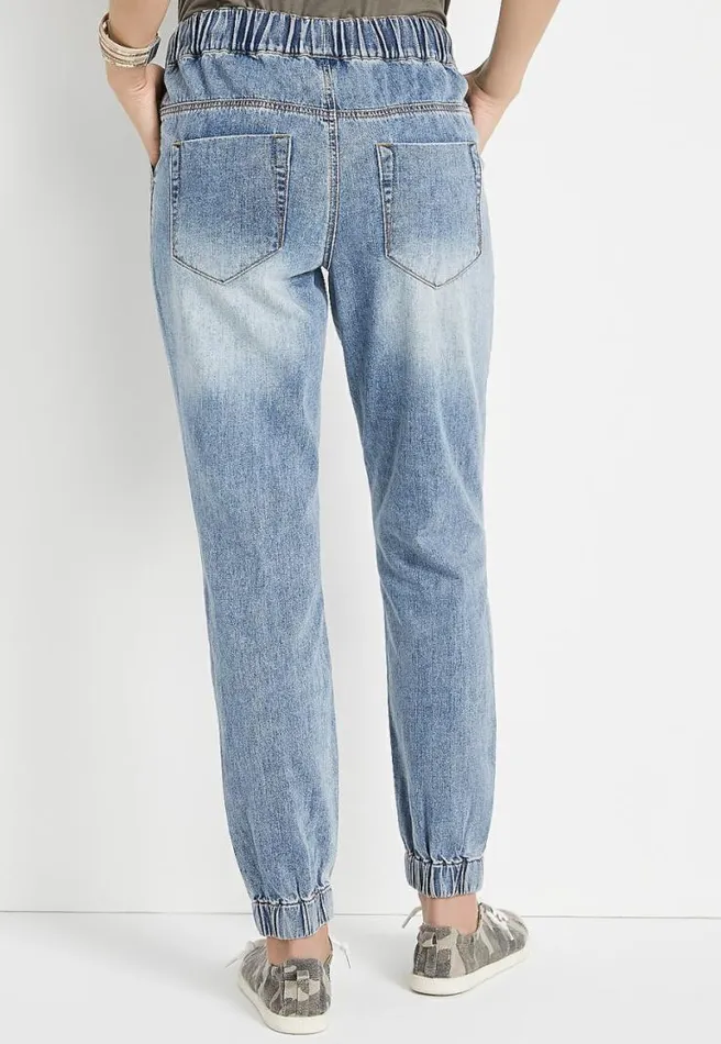 High Rise Light Denim Jogger Pant Women Maurices Bottoms