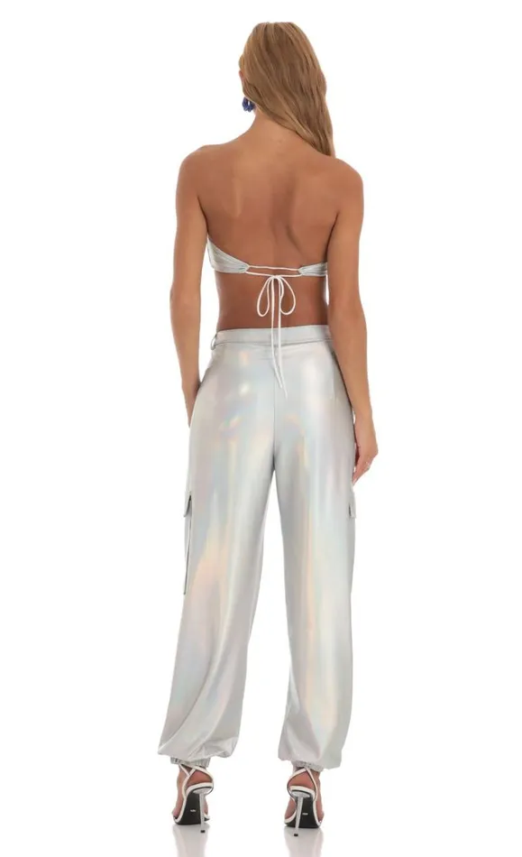Holographic Pants Silver Women LUCY IN THE SKY TwoPiece Sets Holographic Pants Silver Women LUCY IN THE SKY TwoPiece Sets