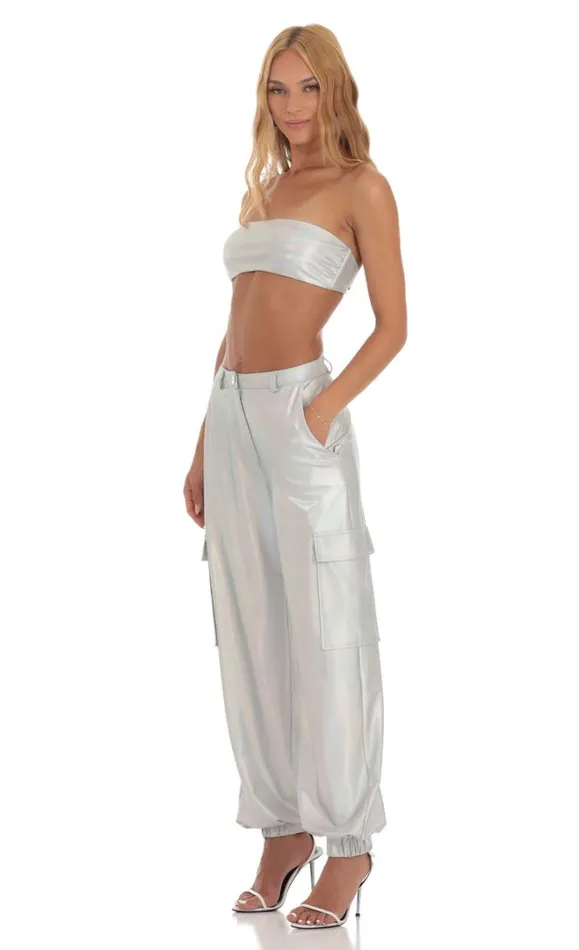 Holographic Pants Silver Women LUCY IN THE SKY TwoPiece Sets Holographic Pants Silver Women LUCY IN THE SKY TwoPiece Sets