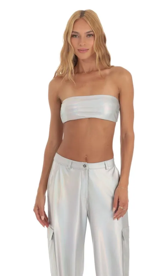 Holographic Pants Silver Women LUCY IN THE SKY TwoPiece Sets Holographic Pants Silver Women LUCY IN THE SKY TwoPiece Sets