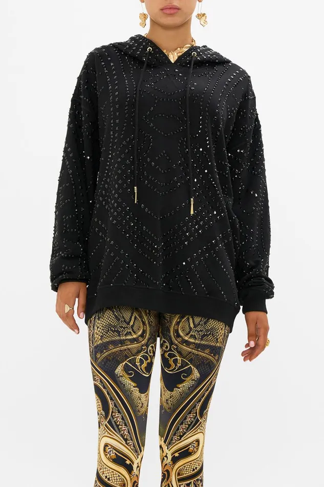 HOODY WITH POCKETS 8211 HOTFIX NOUVEAU NOIR Nouveau Noir Womens Camilla Knitwear